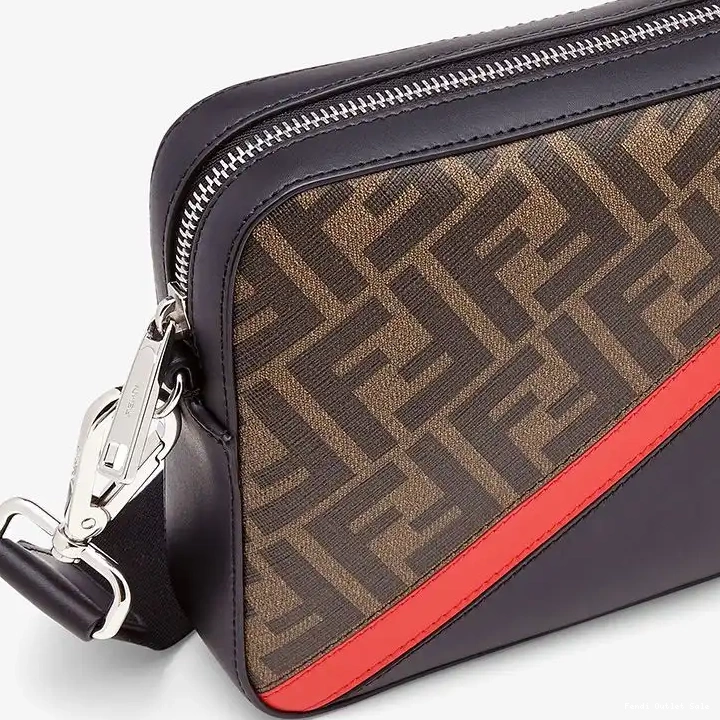 Affordable Camera In Red Motif Compact FF Fendi Case Brown Fabric 0518